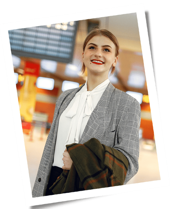 student excited for travel at the airport student excited for travel at the airport